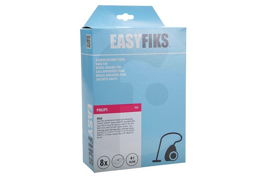 Nilfisk Aspiradora Bolsas para aspiradora (bolsas de polvo) Oslo-P20 para Philips aspiradora HR6938OSH apto para entre otros HR-6939-P 50-78 T 540-560