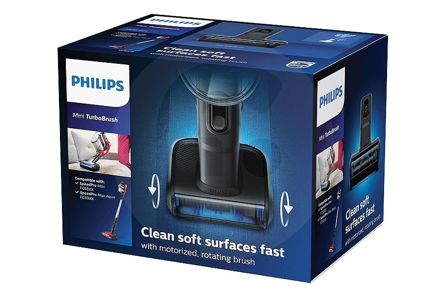 Philips  Philips mini spazzola turbo (bocchetta turbo, spazzola elettrica, ugello motorizzato) per aspirapolvere a mano / aspirapolvere senza fili nero blu FC8078/01, FC807801