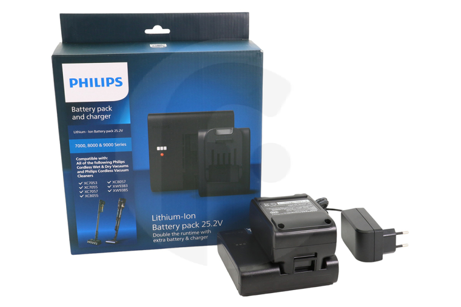 Philips Aspiradora Philips XV1797/01 Batería y cargador Aspirador con batería de iones de litio apto para entre otros AquaTrio, XC7053, XC7055, XW9383, XW9385