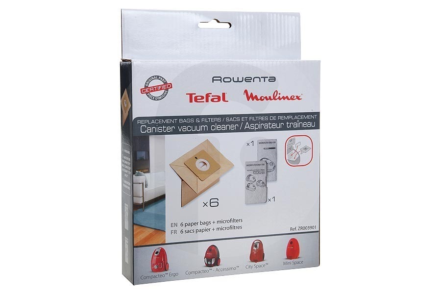 Rowenta Aspiradora Rowenta ZR003901 Bolsas Aspiradora ZR003901, ZR-003901 apto para entre otros MO1523, MiniSpace