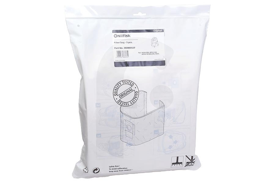 Nilfisk Aspiradora Nilfisk bolsas de papel para el polvo (bolsas para el polvo) 5 piezas aspiradora 302000527 apto para entre otros Attix 550, 590