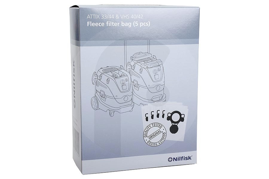 Nilfisk Aspiradora Nilfisk bolsas para el polvo para aspiradora (bolsas para el polvo) 5 piezas aspiradora 107419593 apto para entre otros Alto Attix 33/44, VHS 40/42
