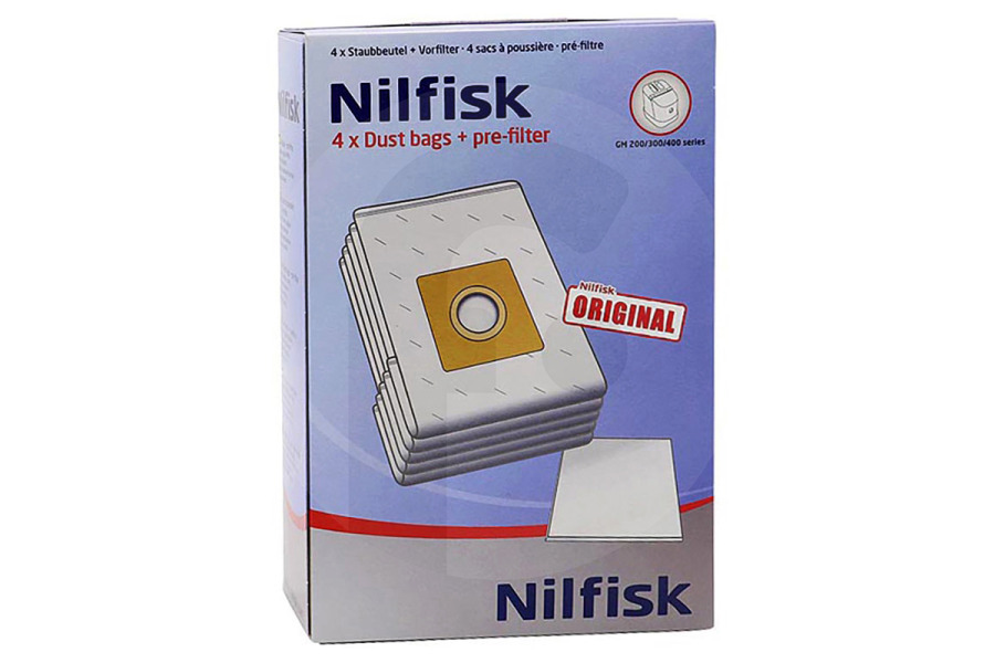 Nilfisk Aspiradora Nilfisk GM 200 / 300 / 400 series bolsas para aspiradora (bolsas para polvo) 4 piezas incl. 1 filtro aspiradora 81846000 apto para entre otros GM 200-300-400-MILENIO