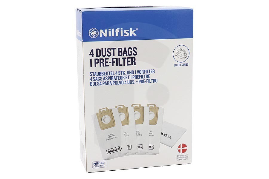Nilfisk 128389187 Aspiradora Nilfisk Power bolsas para aspiradora 1470416500, 107407639 apto para entre otros Poder 20/30/40