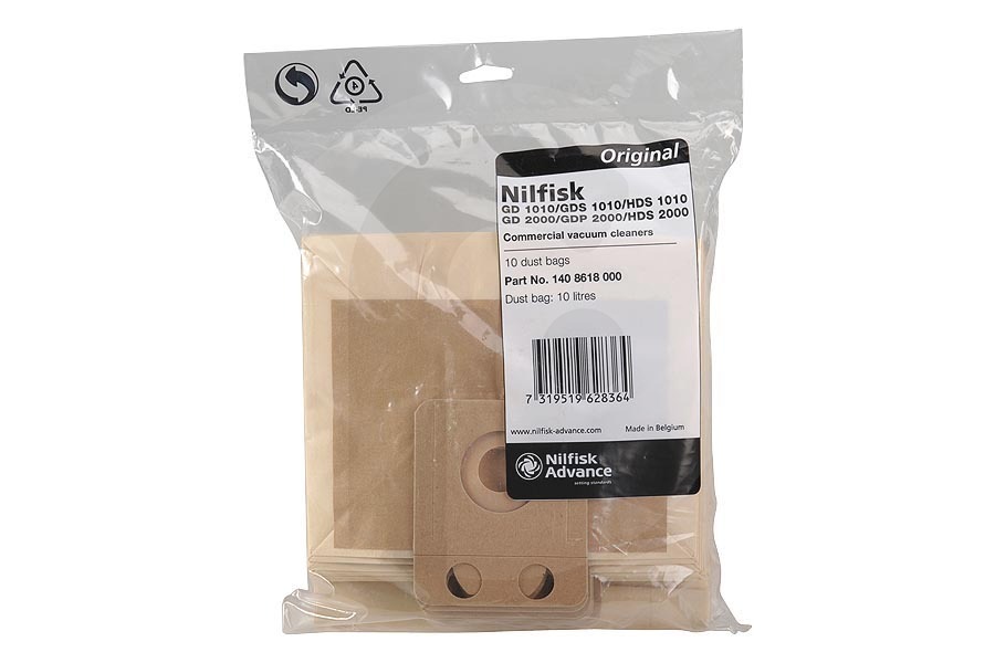 Nilfisk Aspiradora Nilfisk GD 910 Bolsas Aspiradora 1408618000 apto para entre otros GD1010, GDS1010, HDS1010, VP300, HDS2000