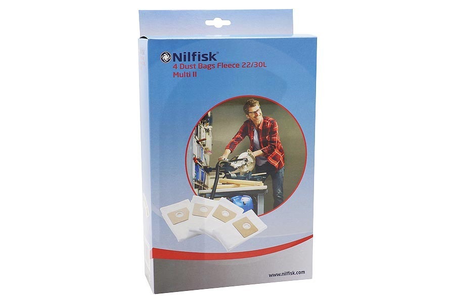 Nilfisk Aspiradora Bolsas de polvo Nilfisk (4 piezas) para aspiradora 107417195 apto para entre otros Aspirador en seco / húmedo Multi II