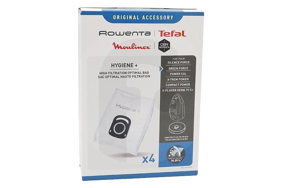 Rowenta Aspiradora Bolsas Rowenta Hygiene plus para aspiradora ZR200520 apto para entre otros Silence Force 4A, potencia X-trem, RO3969EA, RR9695