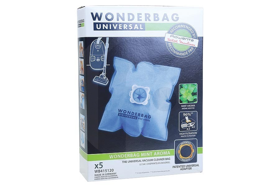 Rowenta Aspiradora Wonderbag Universal Fresh Line Bolsas Aspiradora WB415120 apto para entre otros aspiradoras compactas hasta 3 litros
