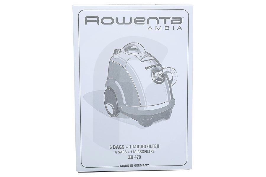 Rowenta Aspiradora Bolsas de papel para aspiradora 6 uds. incl. 1 filtro para Rowenta, Tefal y otros aspiradora ZR470 apto para entre otros Ambia