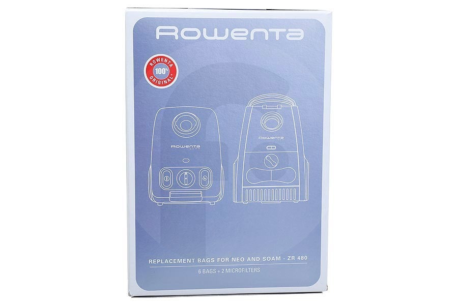 Rowenta Aspiradora Bolsas de papel para aspiradora (bolsas para el polvo) 8 uds. incl. 2 filtros para Rowenta, Tefal y otros aspiradora ZR480 apto para entre otros Soam, Neo