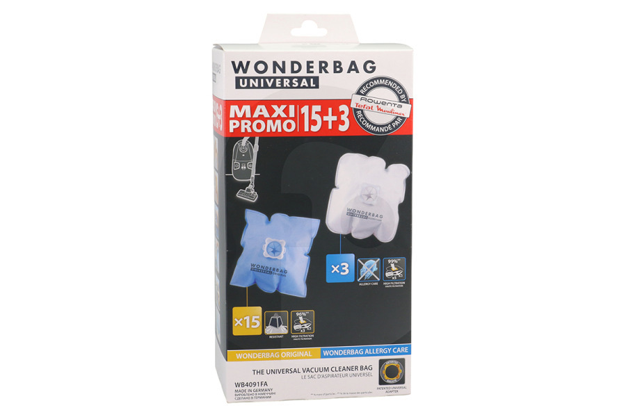 Rowenta Aspiradora Rowenta Bolsa para aspiradora WB4091FA Aspiradora apto para entre otros aspiradoras compactas de hasta 3 litros