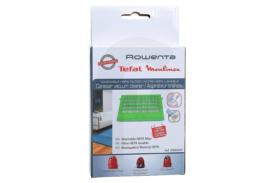 Rowenta Staubsauger HEPA Filter (Allergie) waschbar Rowenta / Tefal / Moulinex grün Staubsauger ZR004201, ZR-004201