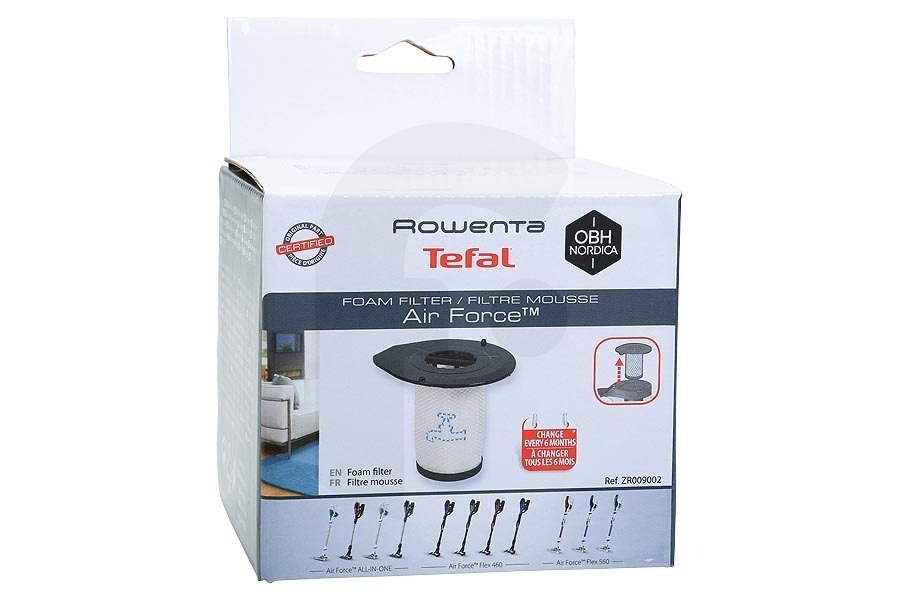 Rowenta Staubsauger Schaumstofffilter (Filter) Patrone Air Force Foam für u.a. Rowenta Akku-Staubsauger ZR009002