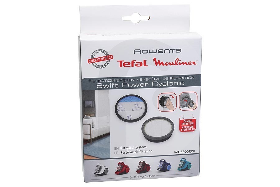 Rowenta Staubsauger Filtersystem Set mit 2 Filter, Dichtung für u.a. Rowenta Staubsauger ZR904301