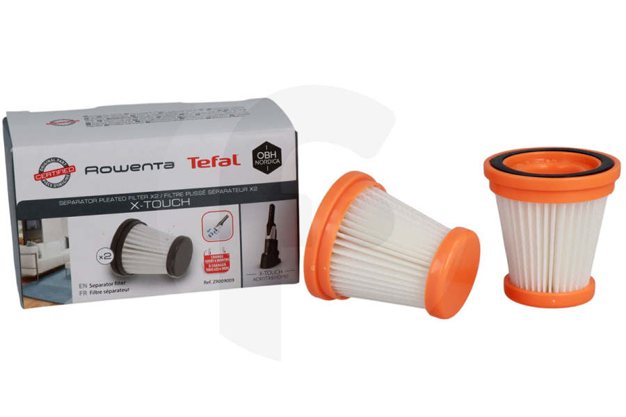 Tefal Aspiradora Filtro de separación lavable de 2 piezas para Rowenta, Tefal y otros aspirador portátil ZR009009 apto para entre otros Doble fuerza 2 en 1