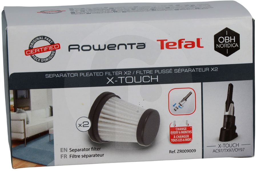 Rowenta Aspirapolvere Filtro di separazione 2 pezzi lavabile per Rowenta, Tefal e altri aspirapolvere portatile ZR009009