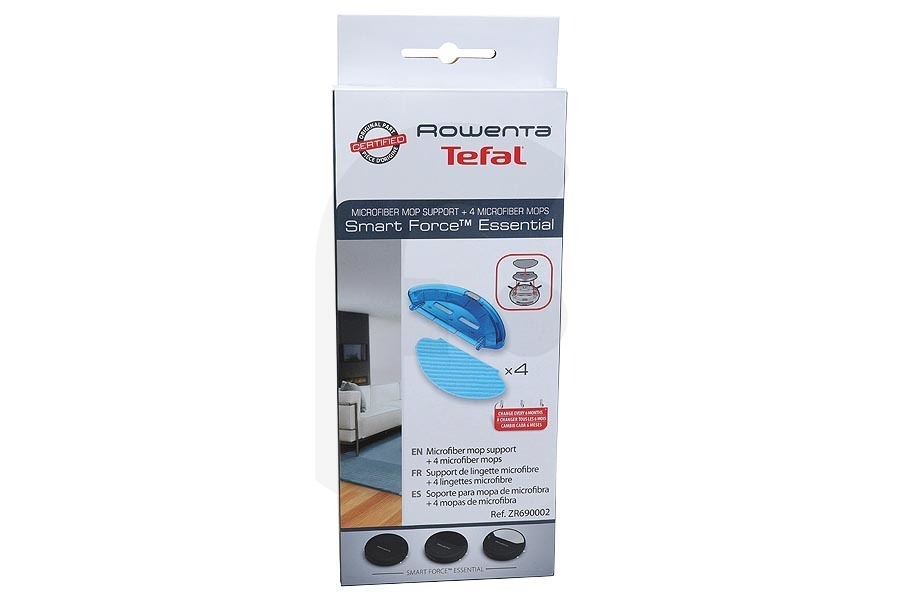 Rowenta Aspirapolvere Tergipavimenti (spazzola tergipavimenti) incl. 4 panni in microfibra blu per Rowenta e altri robot aspirapolvere ZR690002