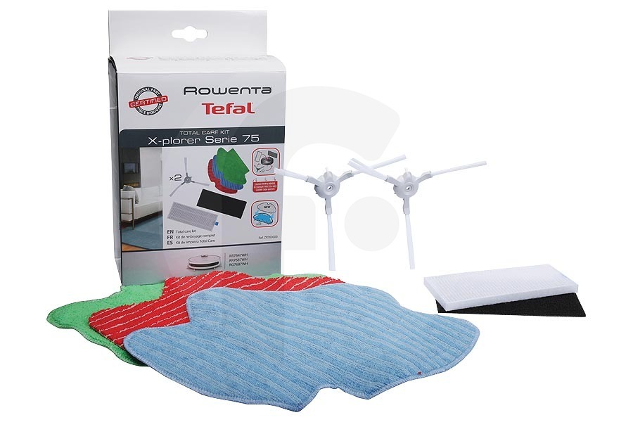 Rowenta Aspiradora Kit accesorios (kit de recambio) juego de 6 para Rowenta, Tefal y otros robot aspirador ZR763000 apto para entre otros X-plorer Serie 75, RR7635WH, RR7675WH, RG7675WH