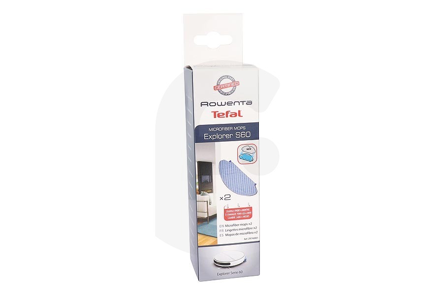 Rowenta Aspirapolvere Panno per la pulizia in microfibra 2 pezzi per Rowenta, Tefal e altri robot aspirapolvere ZR740001