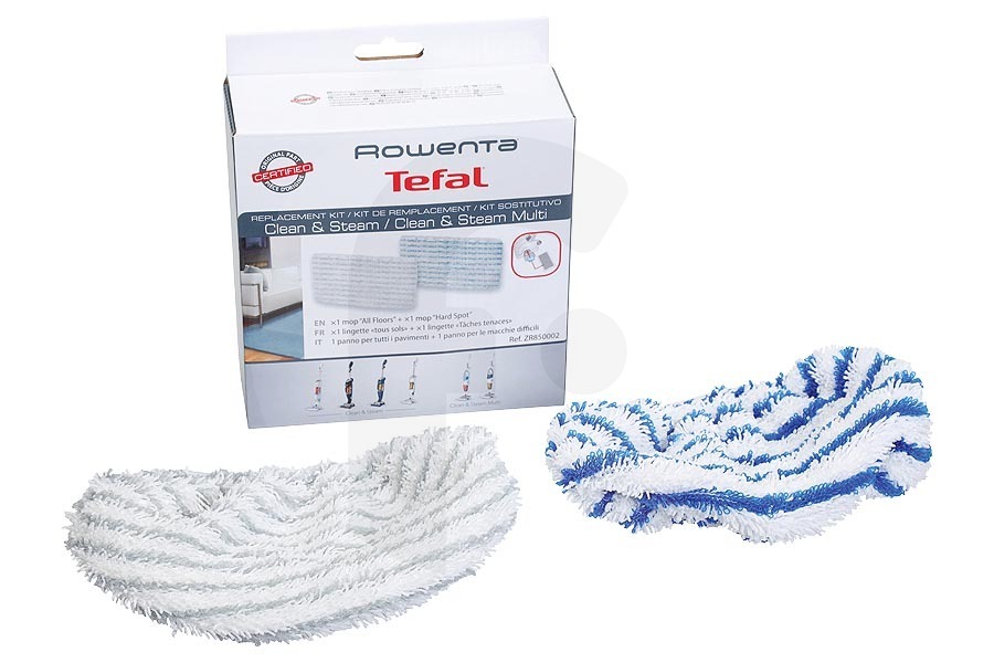 Tefal Limpiadora de vapor y mopa a vapor Clean & Steam (Multi) kit de repuestos con paños de microfibra para Rowenta, Tefal y otros limpiador de vapor ZR850002 apto para entre otros Limpieza y vapor, Limpieza y vapor Multi