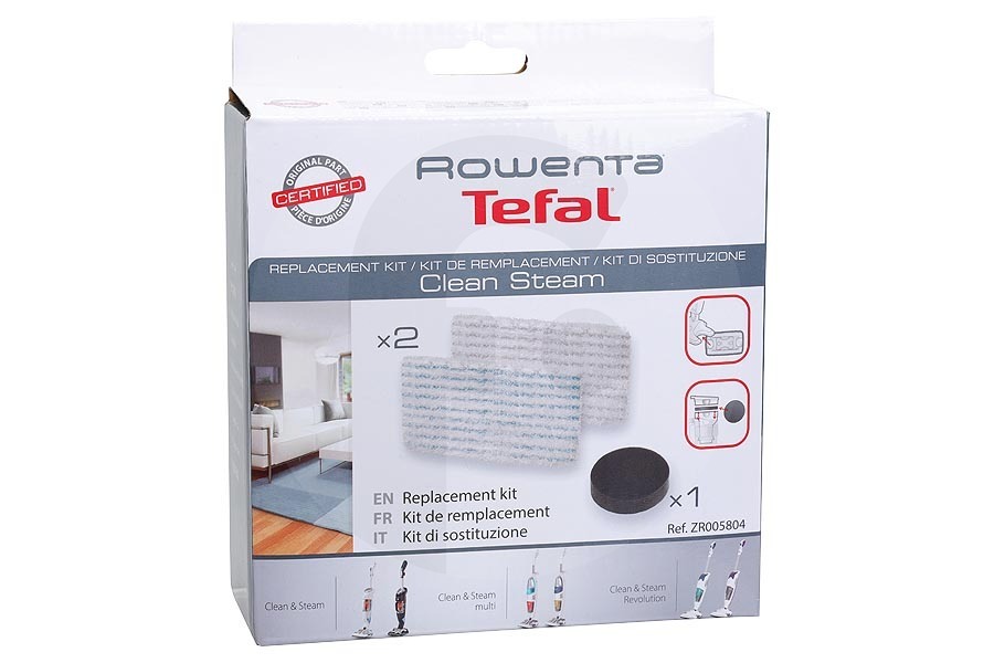 Rowenta Pulitore a vapore e Scopa a vapore Clean & Steam set di ricambi con panni in microfibra e filtri per Rowenta, Tefal e altri pulitore a vapore ZR005804