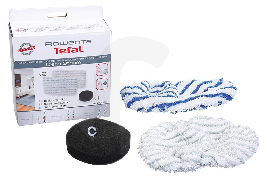 Tefal Limpiadora de vapor y mopa a vapor Clean & Steam kit de repuestos con paños de microfibra y filtros para Rowenta, Tefal y otros limpiador de vapor ZR005804 apto para entre otros Limpiar y vapor