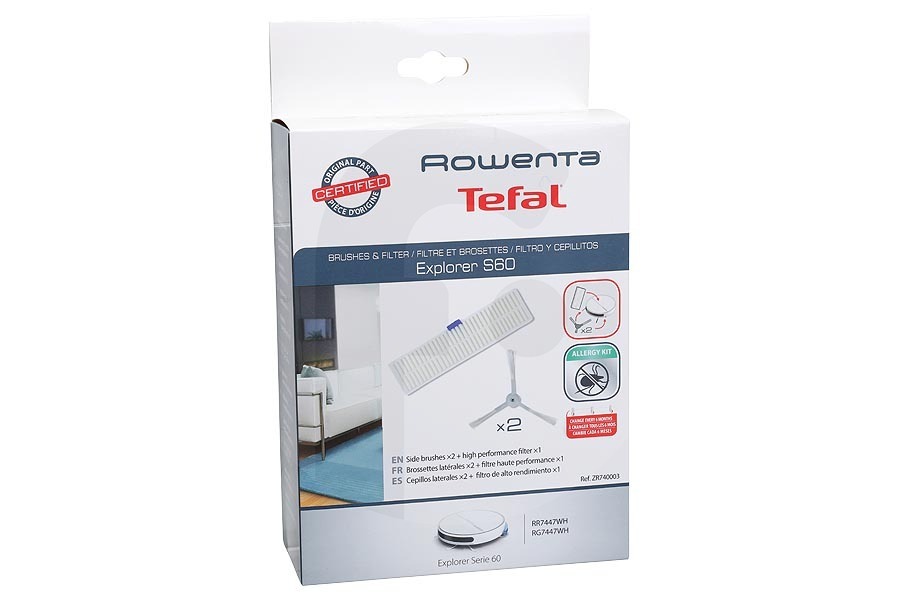 Rowenta Aspirapolvere Kit accessori (kit di ricambio) set da 3 per Rowenta, Tefal e altri robot aspirapolvere ZR740003