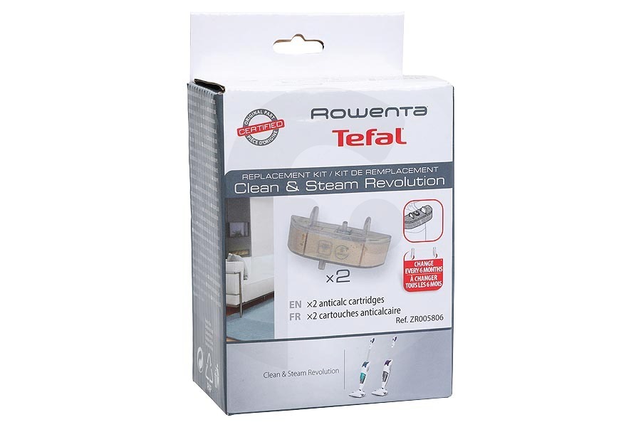 Rowenta Pulitore a vapore e Scopa a vapore Cartucce anticalcare set di 2 per Rowenta, Tefal e altri pulitore a vapore ZR005806
