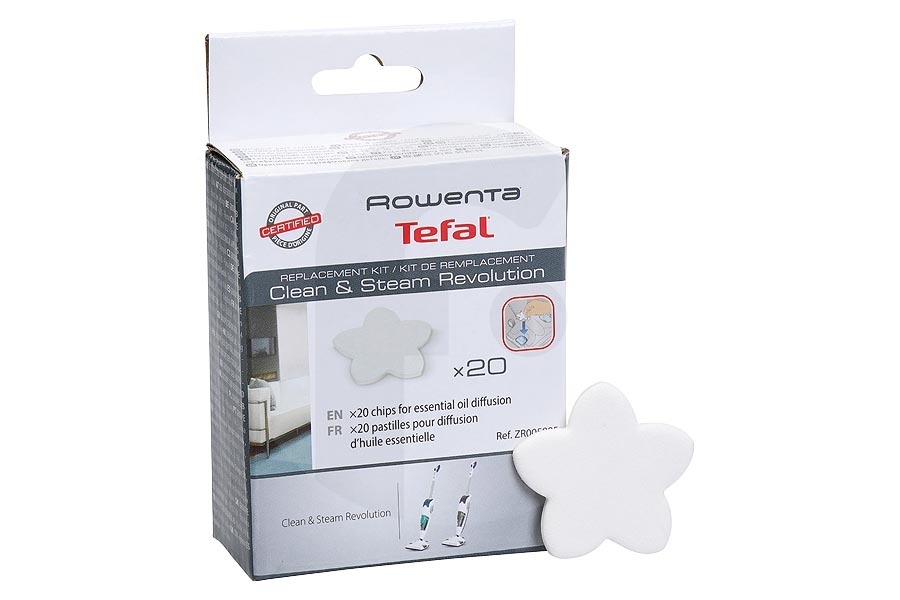 Tefal Limpiadora de vapor y mopa a vapor Kit de repuesto con pastillas 20 piezas para Rowenta, Tefal y otros limpiador de vapor ZR005805 apto para entre otros Revolución limpia y de vapor