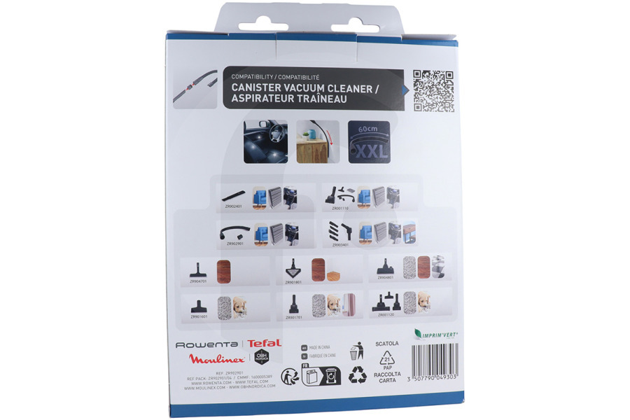 Rowenta Aspirapolvere Accessorio per fessure (bocchetta di aspirazione per fessure, bocchetta per radiatori) flessibile XXL per Rowenta, Tefal e altri aspirapolvere ZR902901