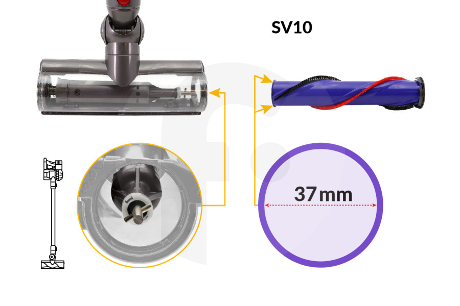 Dyson Aspirapolvere Dyson rullo a spazzola (spazzola rotante) viola rosso nero 253 x 180 x 155 mm aspirapolvere 96748501, 967485-01