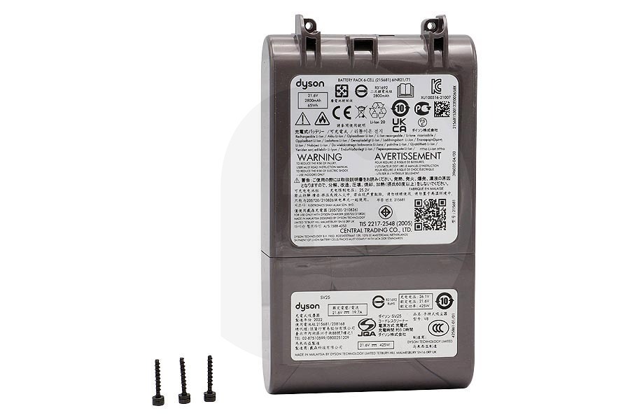 Dyson Aspiradora Dyson 972237-01 Paquete de energía Dyson 97223701 Aspiradora apto para entre otros SV25, VO Absoluto, Extra, Origen