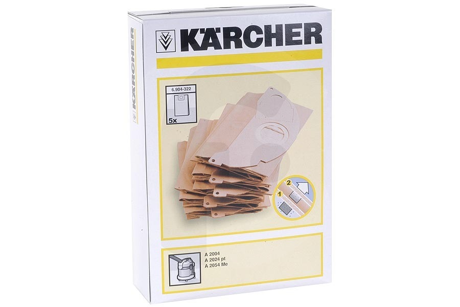 Karcher 69043220 Aspiradora Kärcher 6.904-322.0 Bolsas Aspiradora apto para entre otros A2004 2024 2054 WD2200