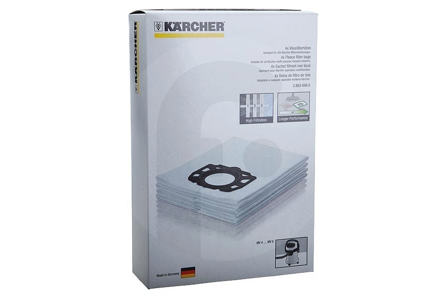 Karcher 28630060 Aspiradora Kärcher 2.863-006.0 Bolsas Aspiradora apto para entre otros MV4, MV5, MV6, WD5P