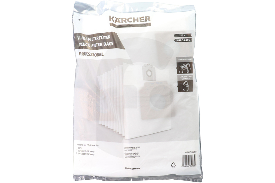 Karcher Aspiradora Karcher Bolsas para aspiradora 6.907-017.0, 69070170 apto para entre otros T15/1, T17/1