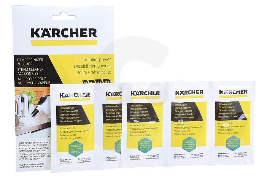 Karcher 62961930 Limpiadora de vapor y mopa a vapor Kärcher polvo descalcificador para limpiadora a vapor 6.295-987.0 apto para entre otros 6x 17 gramos