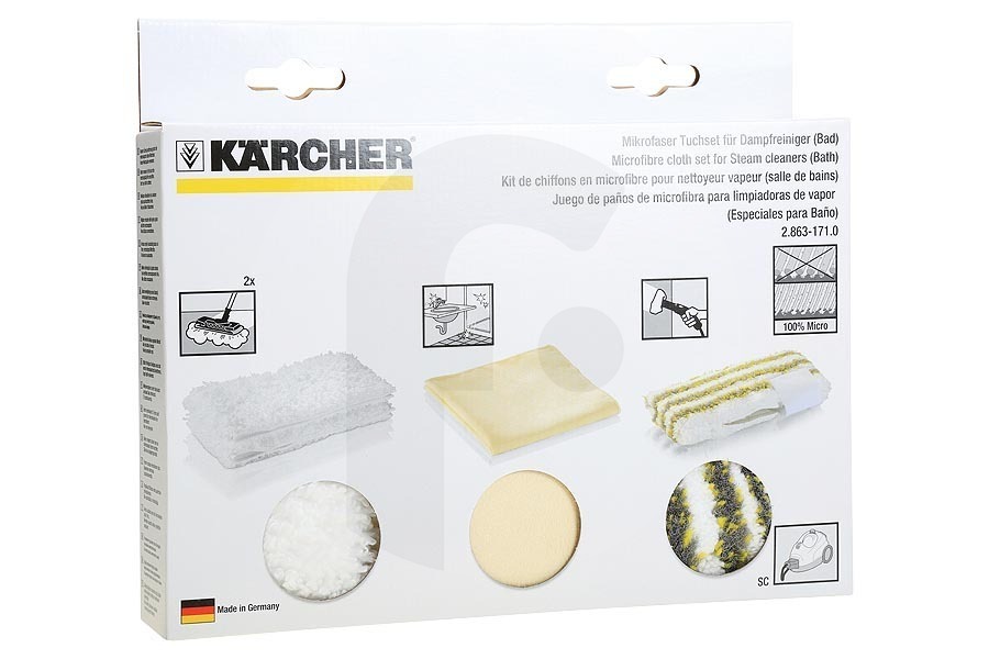 Karcher Limpiadora de vapor y mopa a vapor Kärcher Kit de paños de microfibra para el baño Limpiadora a vapor 2.863-171.0, 28631710