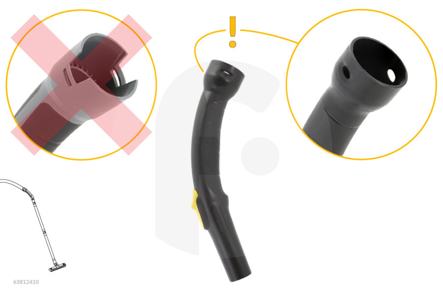 Karcher Staubsauger Kärcher Pistolengriff (Handgriff) mit gelbem Verriegelung (Luftregler) schwarz Staubsauger 44080510, 4.408-051.0