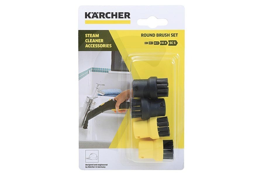 Karcher Limpiadora de vapor y mopa a vapor Kärcher juego de cepillos redondos con cerdas flexibles 4 uds. limpiador a vapor 28632640, 2.863-264.0 apto para entre otros SC1, SC2, SC3. SC4, SC5