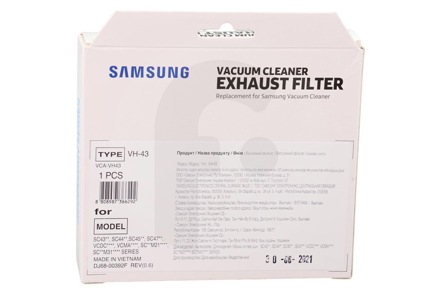 Samsung Staubsauger Samsung VCA-VH43 Filter Staubsauger