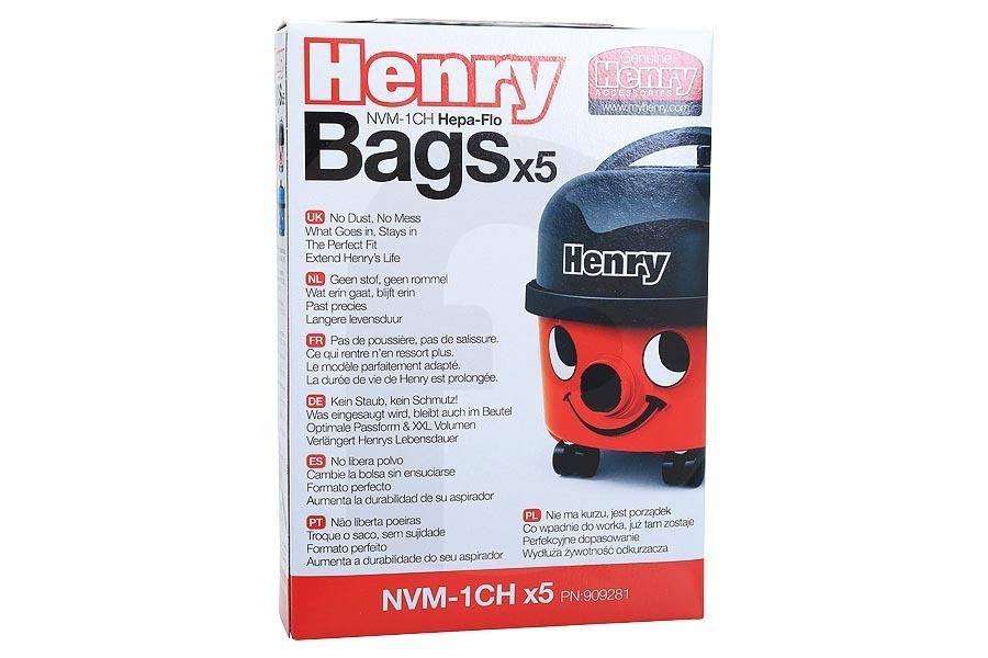 Numatic Aspiradora Numatic Henry / Hetty bolsas de aspiradora (bolsas para el polvo) 5 uds. aspiradora 909281 apto para entre otros HVR 200, NV 250 NVH 180, NVQ252