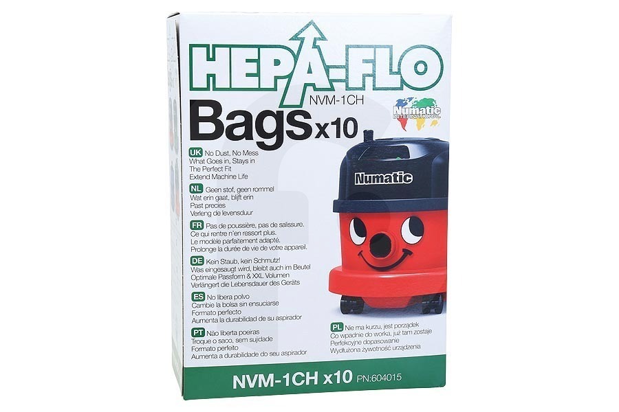 Numatic Aspiradora Numatic NVM-1CH Bolsas Aspiradora para Henry, Hetty, Harry y James 604015 apto para entre otros HVR 200, NV 250 NVH 180, NVQ252, PPR200, PPR240