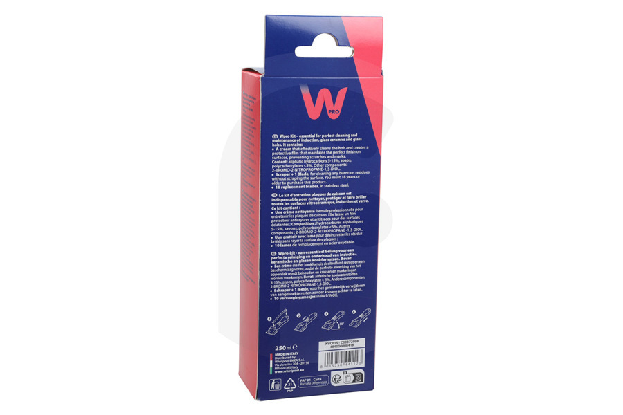 WPRO Piano cottura & Piastra da cucina Natur Vitro Set: Crema Detergente + Scraper + lame piano cottura piano cottura 484000008418, KVC015