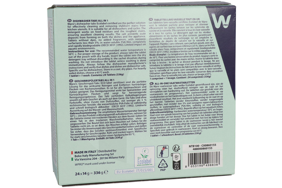 WPRO  Wpro tavolette (tavolette lavastoviglie) per Lavastoviglie 484010678174