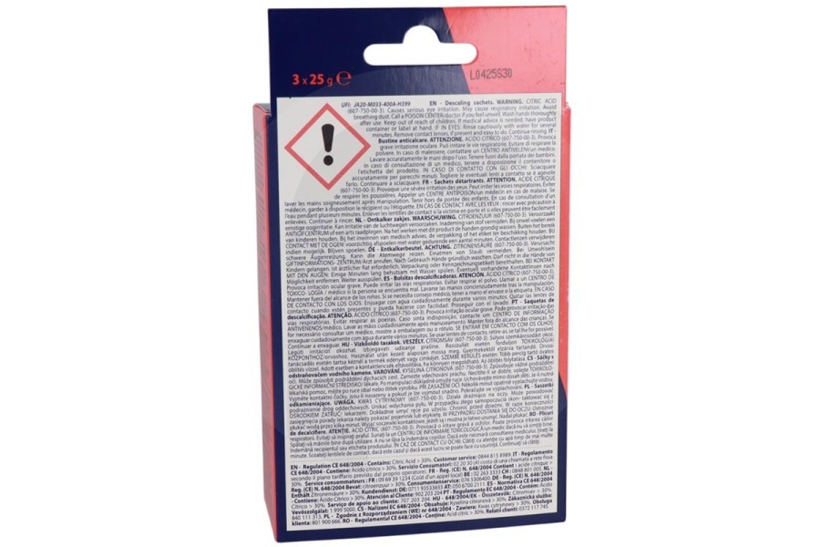 Whirlpool  WPRO decalcificante (polvere decalcificante) 3 pezzi da 25gr WKD005 forno a vapore 519827, C00519827