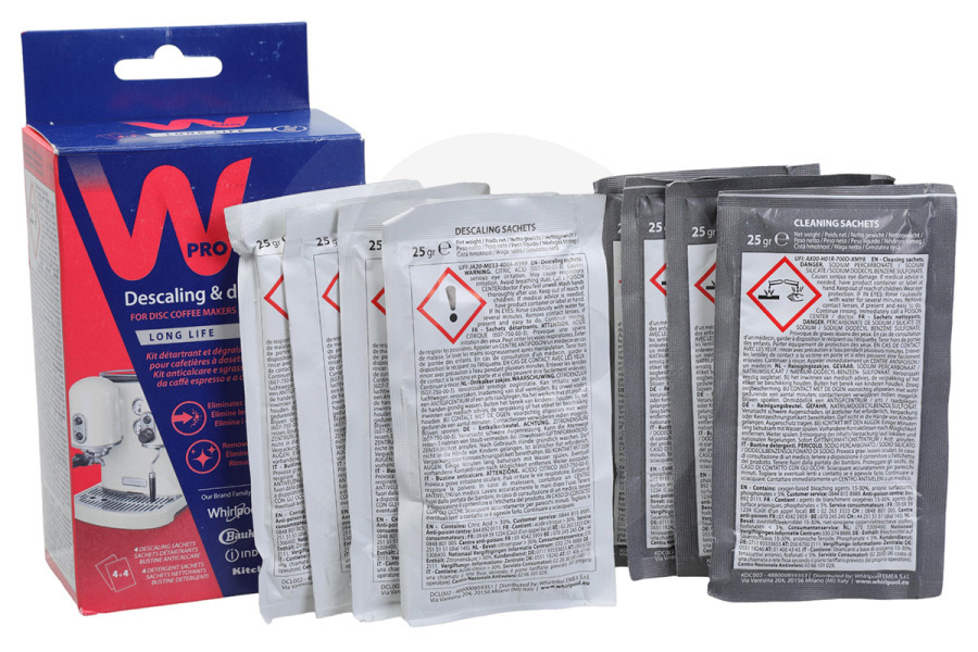 Whirlpool Cafetera Whirlpool KDC001 WPRO Limpiador y Descalcificador C00859352 Cafetera apto para entre otros Máquinas de café monodosis, Máquinas de espresso