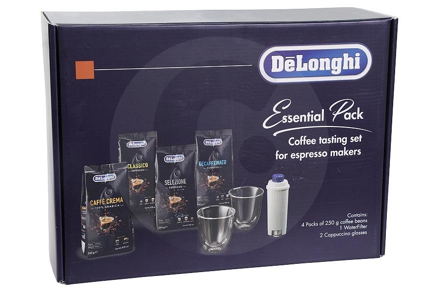 DeLonghi Macchina del caffè DeLonghi Essential Pack (set degustazione caffè) con 4 confezioni di chicchi di caffè macchina da caffè AS00001545