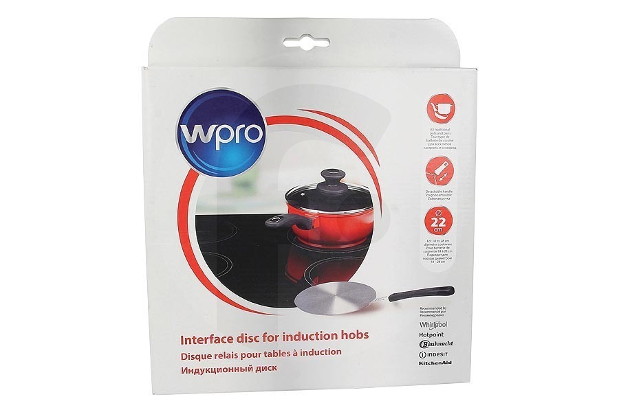 WPRO Herd & Kochfeld WPRO Induktionsadapter (Induktionsplatte) ø 22cm Kochfeld 484000008543 geeignet für u.a. Pfannen von 18 bis 28 cm