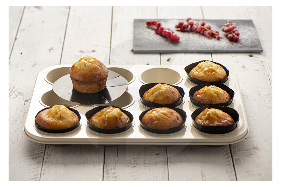 NoStik Horno Juego de 12 moldes para muffins NoStik 1 DDD 690 apto para entre otros Diámetro 5cm