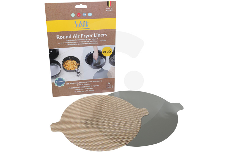 Universeel Freidora sin aceite NoStik Revestimiento redondo para freidora de aire caliente 2 piezas 1 FFF 488 apto para entre otros Película protectora y para hornear, redonda, 2 piezas